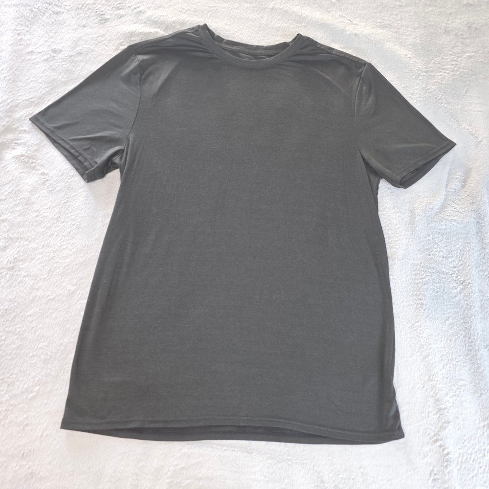 Quince Flowknit Breeze Performance Tee Heather Black Short Sleeve Shirt Large